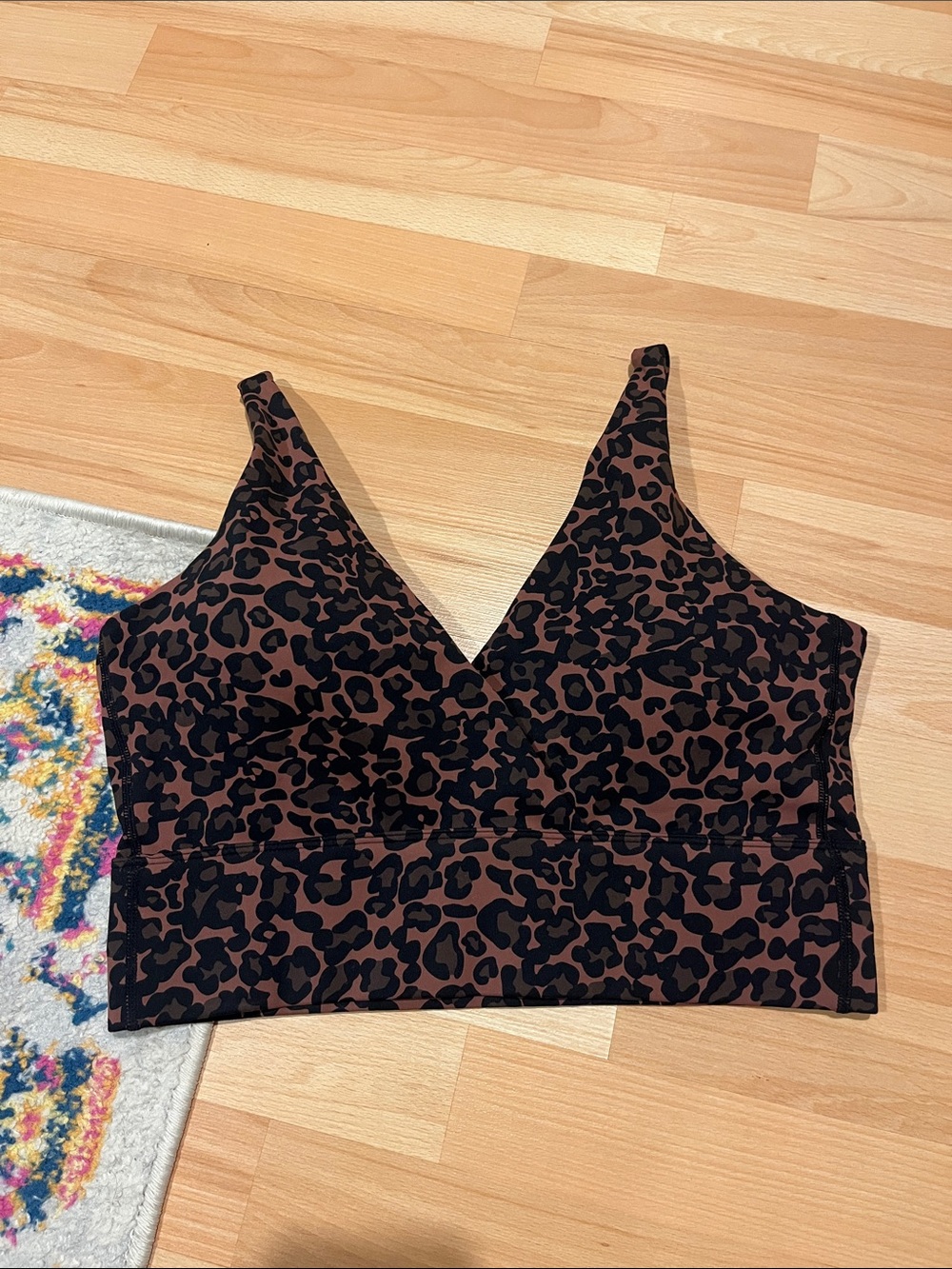 Brown Leopard Print V-Neck Bralette Top
